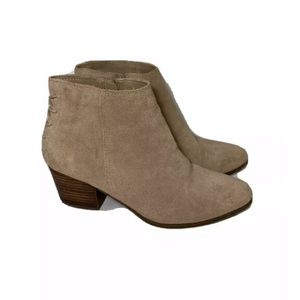 Aldo Light Tan Suede Zip Lace Back Ankle Boots 7.5